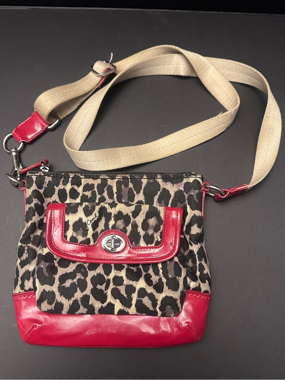 COACH PARK OCELOT CROSSBODY — RED PATENT + WILD LEOPARD STYLE!